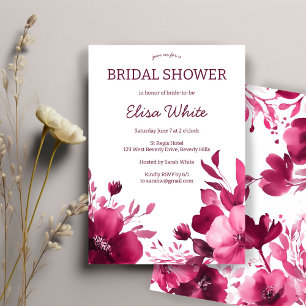 Invitation Fête des mariées d'aquarelle en fleurs roses PERSO