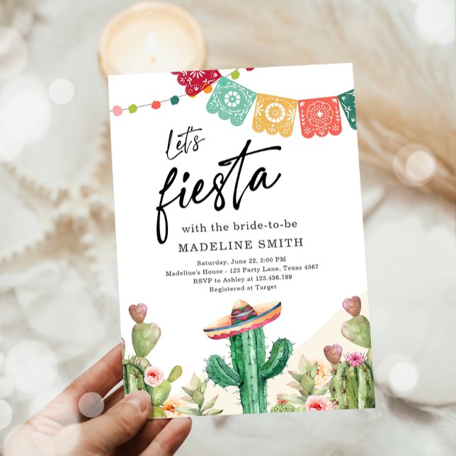 Invitation Fête des mariées d'aquarelle Fiesta Cactus (Créateur téléchargé)