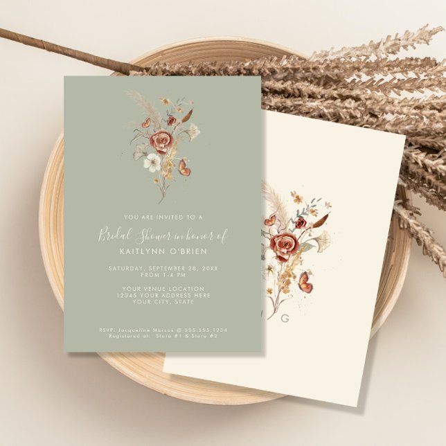 Invitation Fête des mariées d'aquarelle fleur sauvage (Créateur téléchargé)