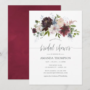 Invitation Fête des mariées d'aquarelle florale de la Bourgog