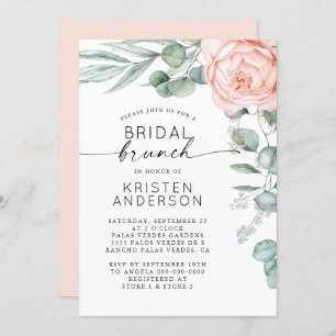 Invitation Fête des mariées d'aquarelle florale de pivoine ro