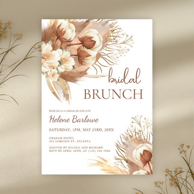 Invitation Fête des mariées d'aquarelle florale en terre cuit (Terracotta Boho Floral Watercolor Bridal Shower Invitation)