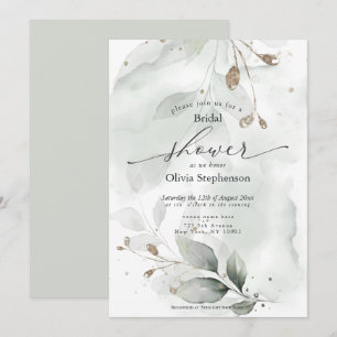 Invitation Fête des mariées d'aquarelle Foliage rustique Invi