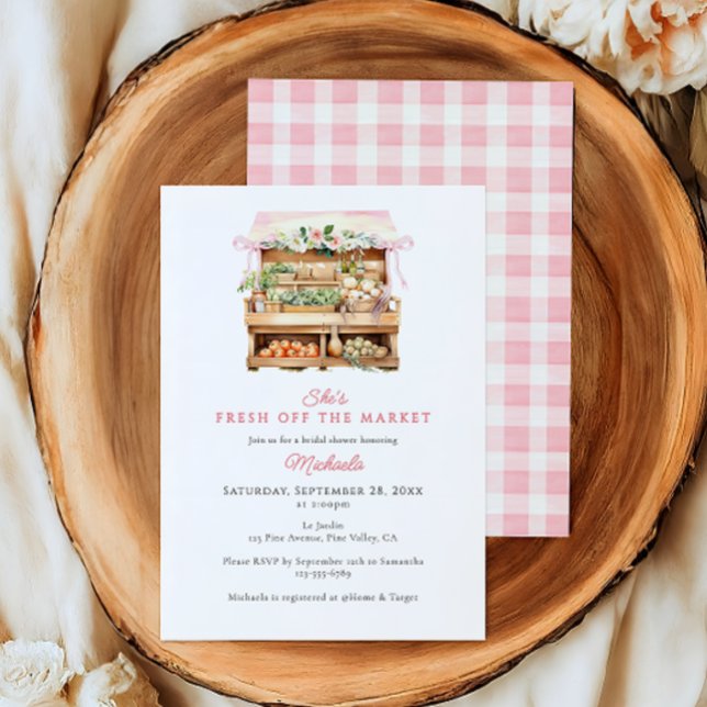 Invitation Fête des mariées D'Aquarelle Fraîche Du Marché (Créateur téléchargé)
