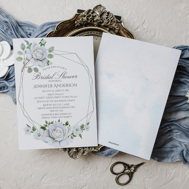 Invitation Fête des mariées d'aquarelle géométrique à fleurs  (Créateur téléchargé)