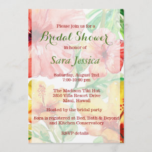 Invitation Fête des mariées d'aquarelle Hibiscus Fleurs