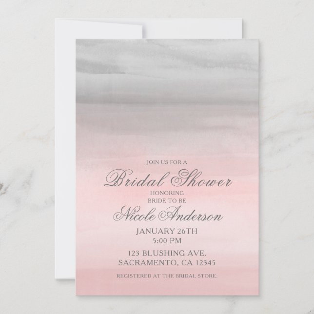 Invitation Fête des mariées d'aquarelle moderne rose vif (Devant)
