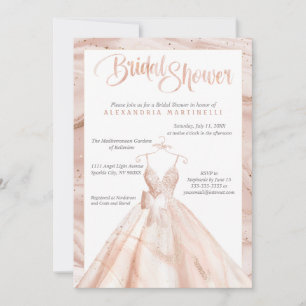 Invitation Fête des mariées d'aquarelle or Rose personnalisé