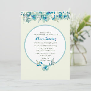 Invitation Fête des mariées d'aquarelle Rose bleu turquoise