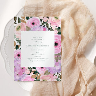 Invitation Fête des mariées d'aquarelle rose lavande