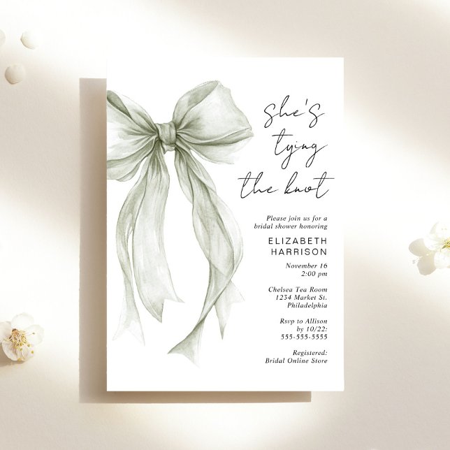 Invitation Fête des mariées d'aquarelle Sage Green Coquette B (Créateur téléchargé)