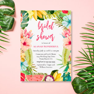 Invitation Fête des mariées d'aquarelle tropicale