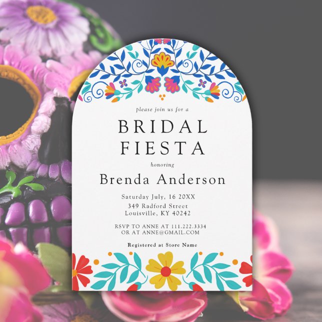Invitation Fête des mariées d'arche florale de Fiesta du Mexi (Créateur téléchargé)