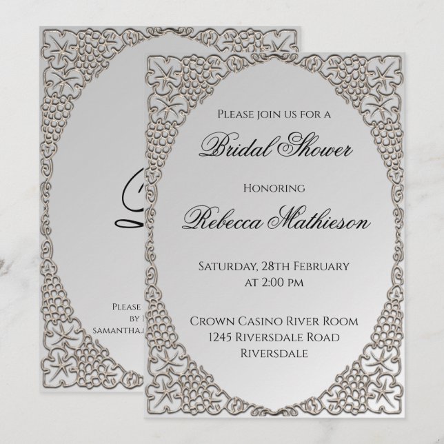 Invitation Fête des mariées d'argent élégante personnalisée (Devant / Derrière)