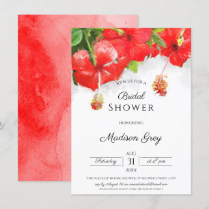 Invitation Fête des mariées d'art Exotique Rouge Hibiscus