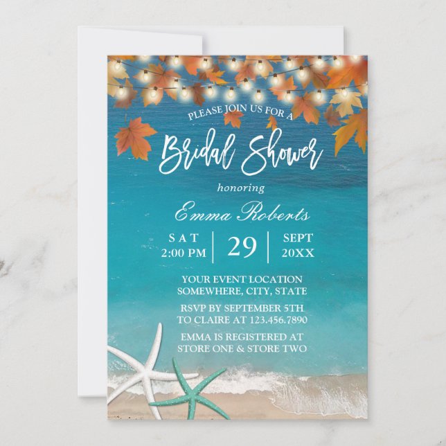 Invitation Fête des mariées d'automne Beach Wedding Starfish (Devant)