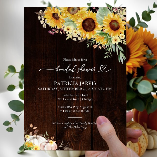Invitation Fête des mariées d'automne du tournesol citrouille (Créateur téléchargé)