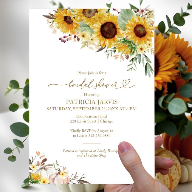 Invitation Fête des mariées d'automne du tournesol citrouille (Créateur téléchargé)