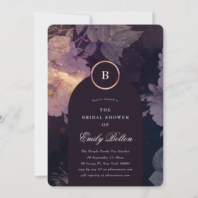 Invitation Fête des mariées d'automne Premium Dark Boho Flora (Devant)