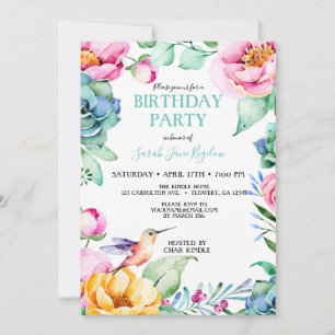 Invitation Fête des mariées de Boho de colibri
