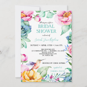 Invitation Fête des mariées de Boho de colibri