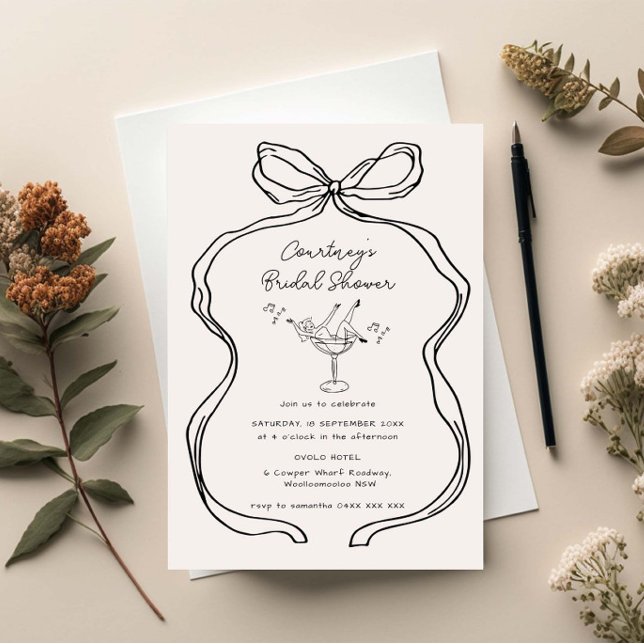 Invitation Fête des mariées de bordure en ruban lunaire (Créateur téléchargé)