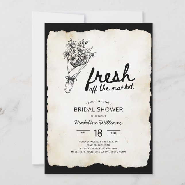 Invitation Fête des mariées de bouquet de fleurs du marché ag (Devant)