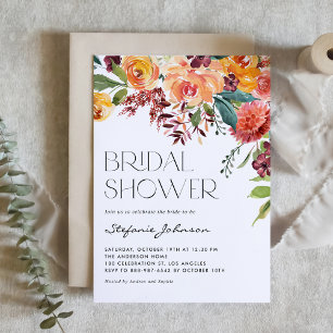 Invitation Fête des mariées de bouquet floral de chute d'aqua