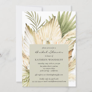 Invitation Fête des mariées de bouquet floral moderne Pampas