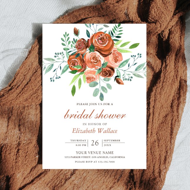 Invitation Fête des mariées de Bouquet Rose Earthy Burange (Créateur téléchargé)