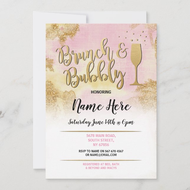 Invitation Fête des mariées de Brunch & Bubbly Pin (Devant)