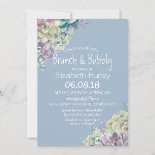 Invitation Fête des mariées de brunch et bulle Aquarelle Succ