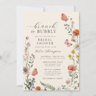 Invitation Fête des mariées de Brunch Fleur sauvage Boho été