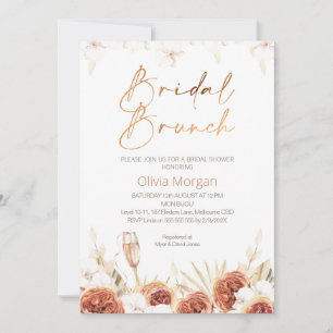 Invitation Fête des mariées de brunch pour mariée de Boho ora