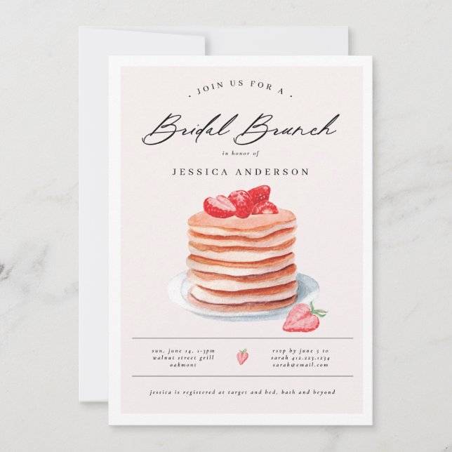 Invitation Fête des mariées de brunch pour mariée de Pancake (Devant)