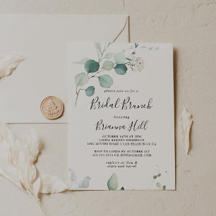 Invitation Fête des mariées de brunch pour mariée verte Eucal