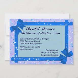 Invitation Fête des mariées de cadre de ruban bleu