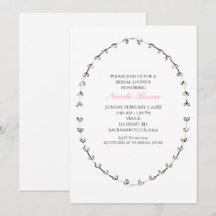 Invitation Fête des mariées de cadre de vigne rose rustique