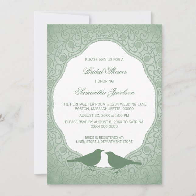 Invitation Fête des mariées de cadre fleuri Green  (Devant)