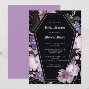 Invitation Fête des mariées de café floral gothique noir