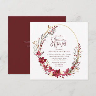 Invitation Fête des mariées de calligraphie d'hiver Deep Red 