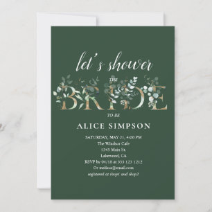 Invitation Fête des mariées de calligraphie Eucalyptus verdoy