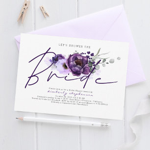 Invitation Fête des mariées de calligraphie florale pourpre d