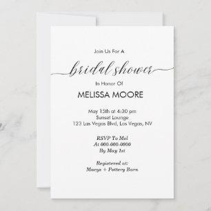 Invitation Fête des mariées de calligraphie minimaliste moder