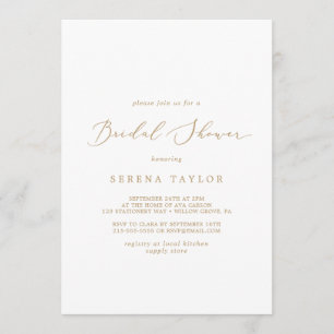 Invitation Fête des mariées de calligraphie Or Delicate