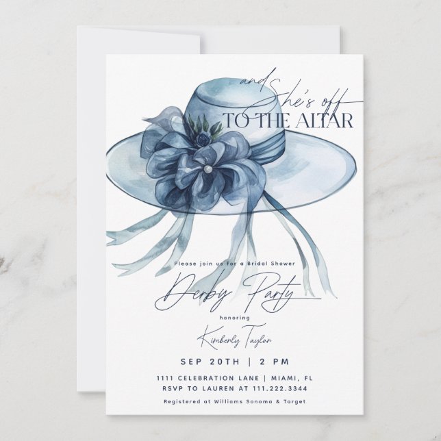 Invitation Fête des mariées de Casquette Dusty Blue Derby (Devant)