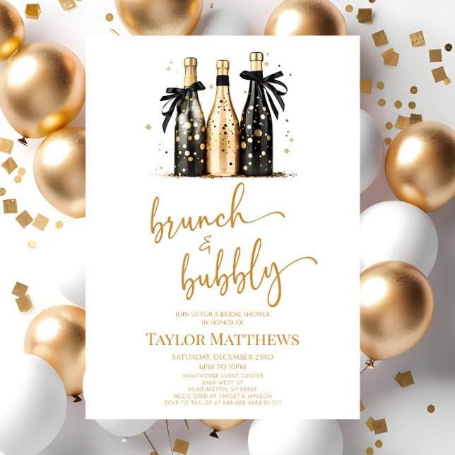 Invitation Fête des mariées de champagne Brunch et Bubbly Gol (Créateur téléchargé)