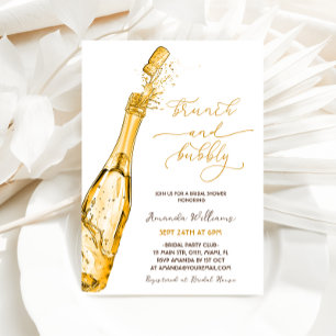 Invitation Fête des mariées de champagne Brunch et Bubbly Gol