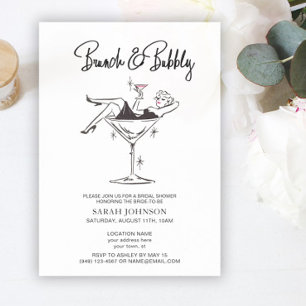 Invitation Fête des mariées de champagne rose brunch et bulle
