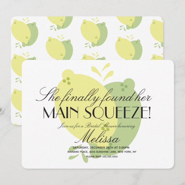 Invitation Fête des mariées de citron vert rose moderne (Devant / Derrière)
